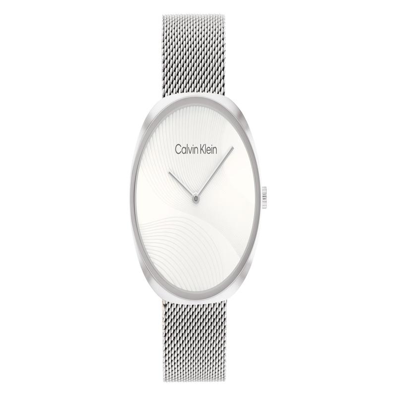 Calvin Klein / часы кварцевый механизм стальной ремешок 36,6 мм серебристый циферблат женские часы плавающий стиль модные водонепроницаемые 25200245-gj