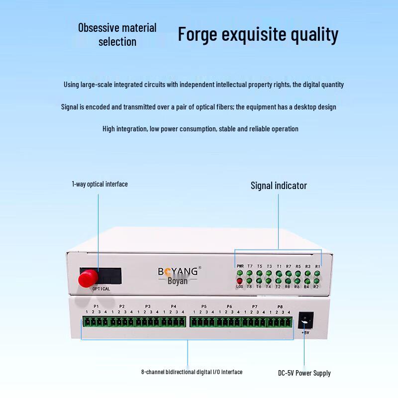 BOYANG 8-Channel Bidirectional Switch Signal Fiber Optic Transceiver