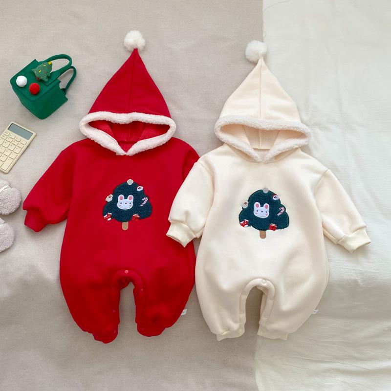 Детские рождественские комбинезоны с капюшоном, осенне-зимняя толстовка для малышей, комбинезон, детская одежда, новогодний детский комбинезон, детский наряд