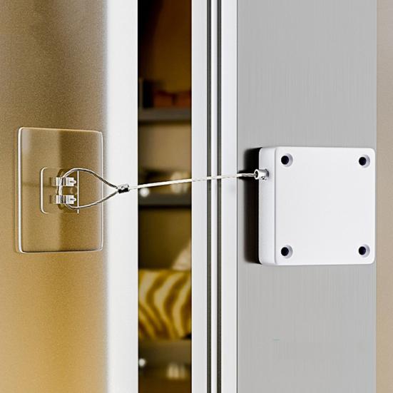 Автоматический доводчик двери со стальной проволокой, регулируемый без перфорации, самоклеящийся, настенный, для ванной комнаты, спальни, раздвижной экран, устройство для закрывания двери