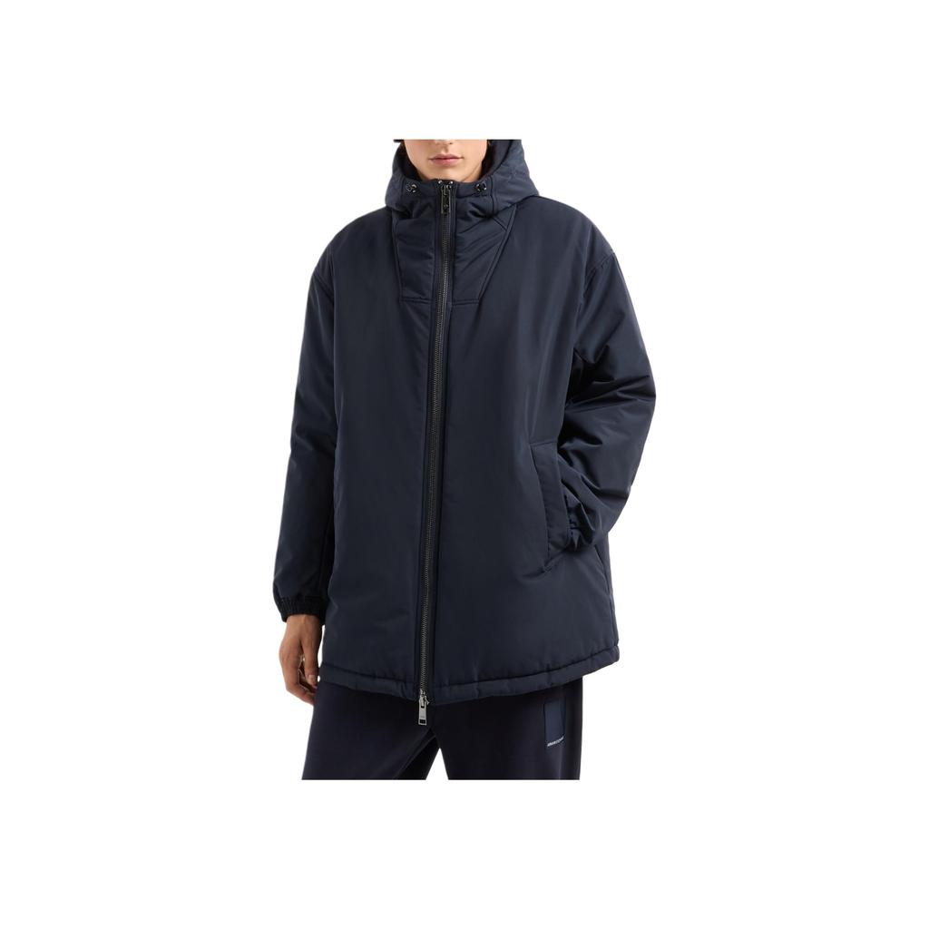 Armani Exchange Мужская куртка AE ASV Series с капюшоном, оверсайз, на молнии, однотонная, с длинным рукавом, хлопковая, мужские куртки, темно-синий 6DZK20-ZN5MZ-1510