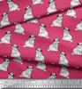 Soimoi Japan Crepe Satin Fabric Pug Dog Print Fabric by Metre 42 Inch Wide