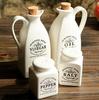 Zakka Pure White Japanese Ceramic Oil & Seasoning Bottle Set - 4 Pieces