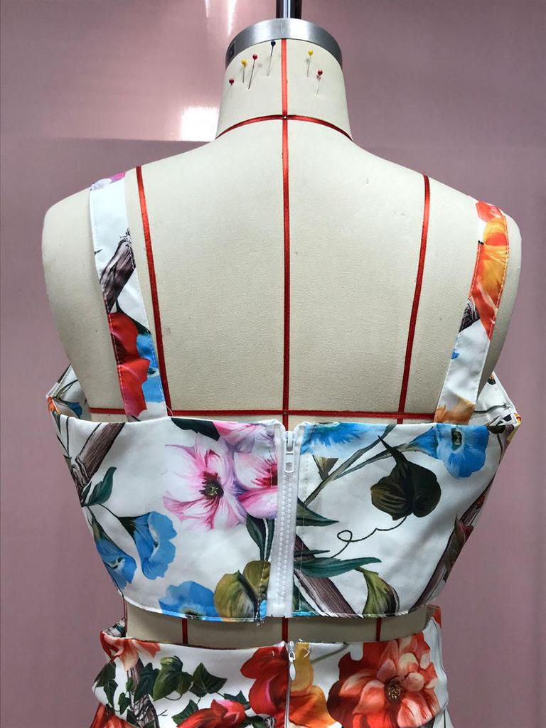 2025 Весна/Лето Женский Сексуальный Европейский и Американский Женский Комплект Платьев с Подтяжками и Принтом - Пляжный Комплект Из Двух Частей