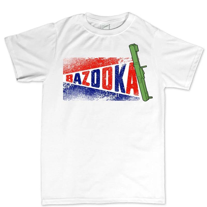 Хлопковая футболка Bazooka Ретро Винтаж Унисекс Фитнес Мышцы Белый Милитари Стритвир Крутая Футболка с Графикой
