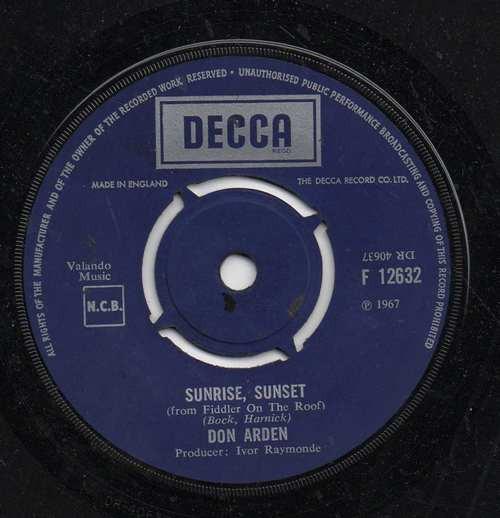 7-дюймовая пластинка ДОН АРДЕН - Восход, Закат F12632 Decca 1967 Великобритания Поп Б/У