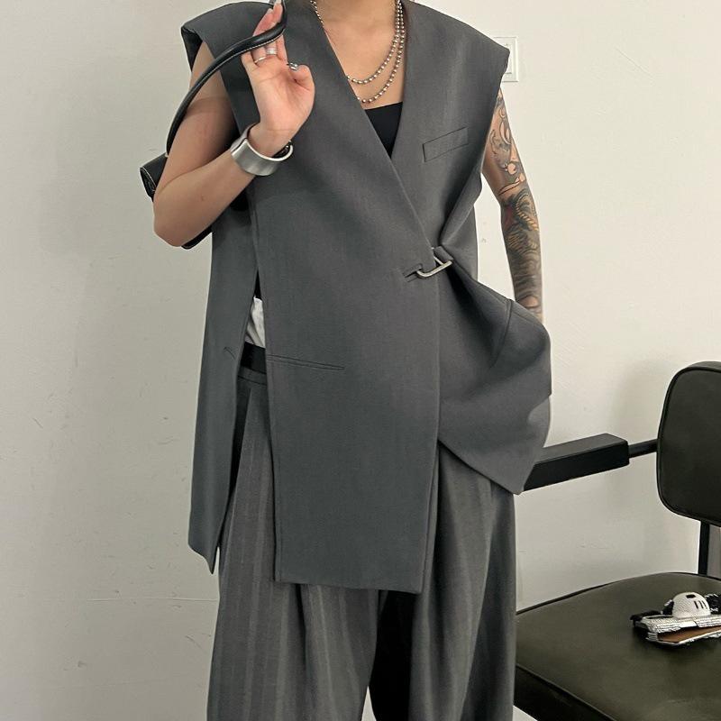 2024 Summer Korean Trend Sleeveless Collarless Vest for Women