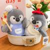 Cute shape penguin plush toy chef painter holding fish penguin doll catching machine doll throwing gifts
