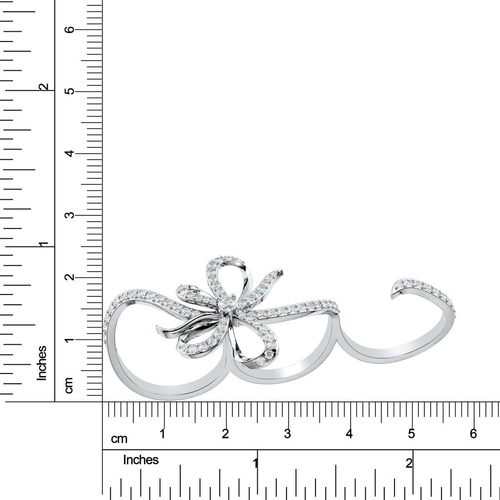 Задорное и игривое кольцо-заявление на три пальца из стерлингового серебра 925 пробы с дизайном ленты, украшенное муассанитом цвета D