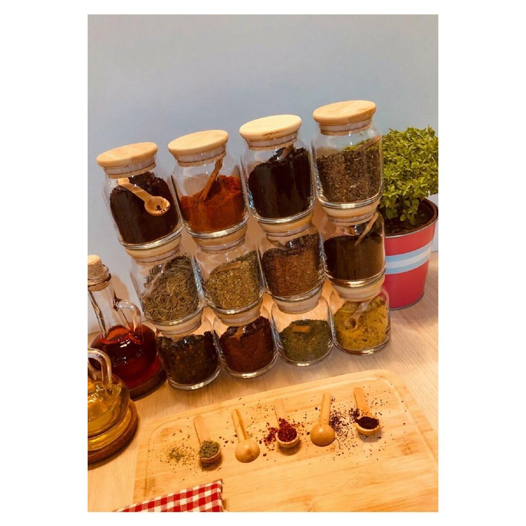 Маркированные 300 мл, 12 баночек и 12 мини-ложек для специй — набор специй из 24 штук
