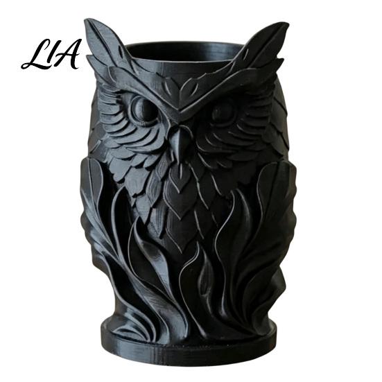 Stable Marker Storage 3D Printed Owl Pen Holder, Creative Desk Organizer for Office Stationery, Decor Retro Relief Animal Container Pencils