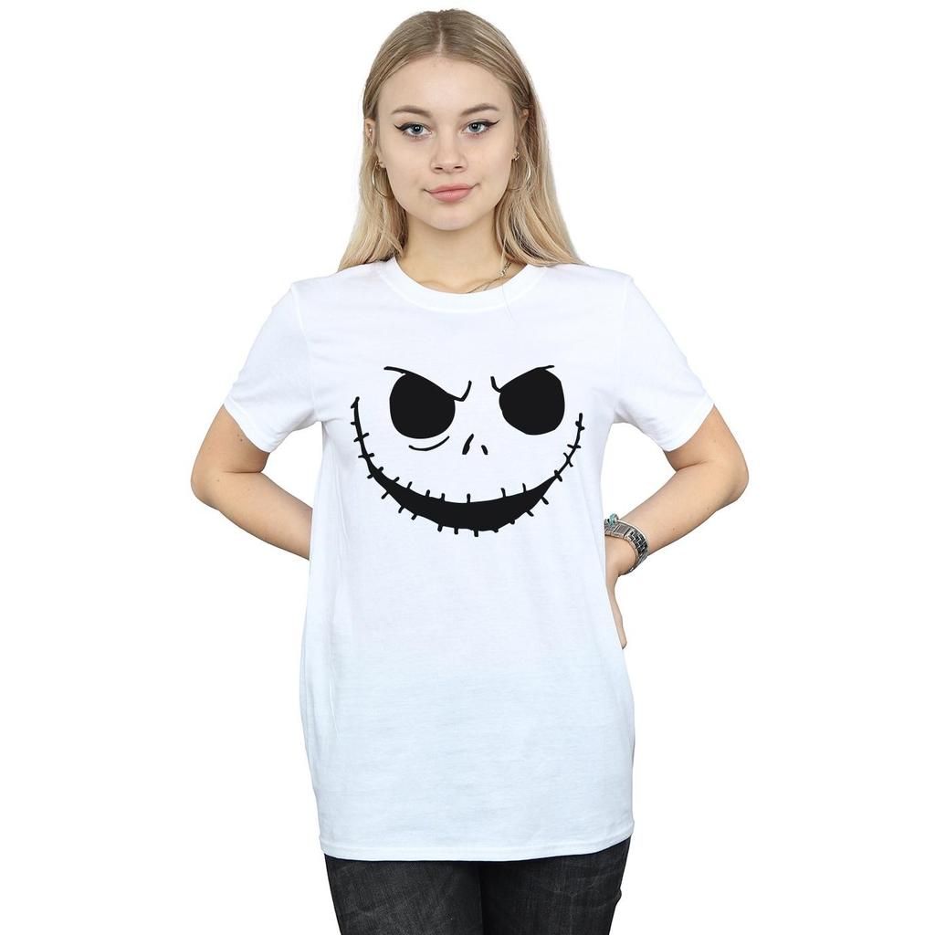 Disney Womens/Ladies Nightmare Before Christmas Jack´s Face Bold Cotton Boyfriend T-Shirt