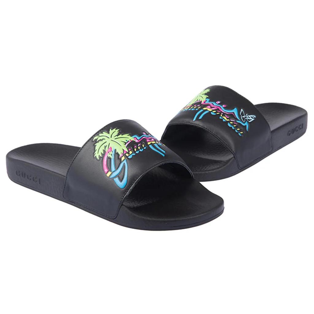 Gucci Pursuit Slide 'Hawaii - Black' (Unisex) Black Slide Slippers 630601 DIR00 1000