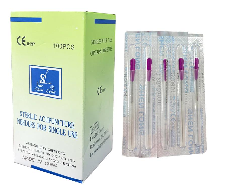 100PCS Dry Needing SHENLONG Brand Sterile Stainless Steel Acupuncture Needles with Tube