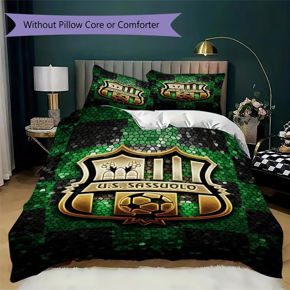 U.S. Sassuolo Calcio Pattern Bedding uilt Set uilt Cover Pillowcase Home Decoration Birthday Gift (1 * duvet cover + 2 * pillowcase without core)