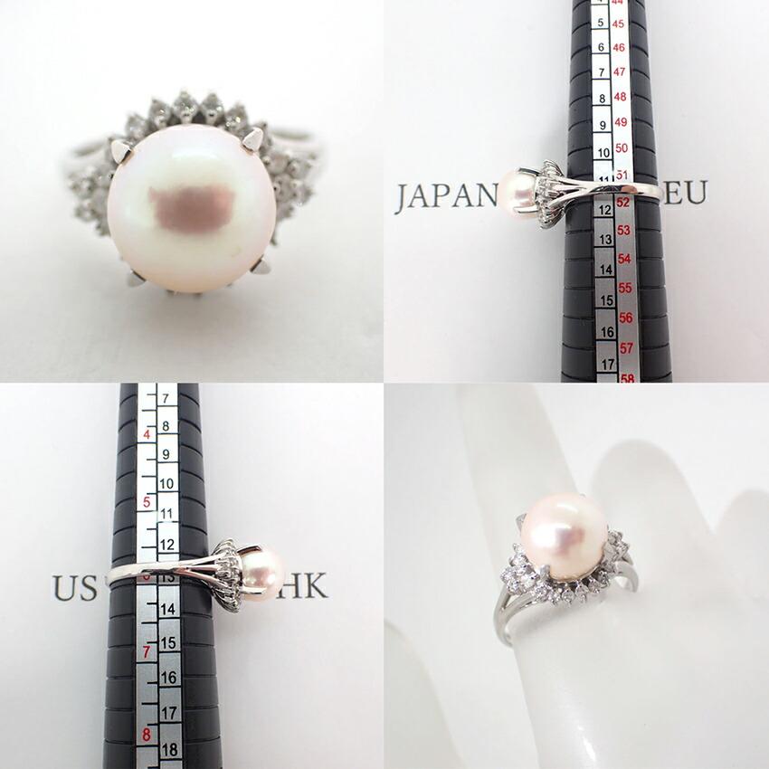 [Used] Pt900 Akoya Pearl/Diamond Ring / Size 11 / j12-7