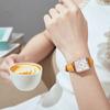 Watch Ladies, Fashionable Retro Square Watch Roman Scale Elegant Diamond-Encrusted Leather Women'S Watch 7027