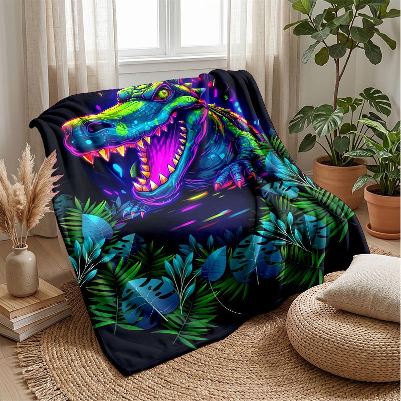 Mechanical Dinosaurs in Jungle Theme blanket Lightweight Warm Flannel Blanket Decorative Throw Blanket for Home Decoration