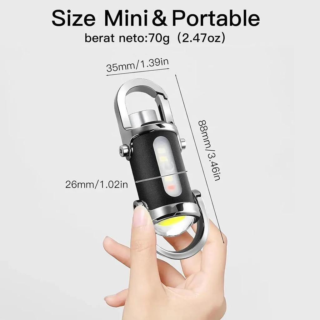 Mini Waist Mounted Keychain Flashlight Outdoor Led Torch Light Cob Rechargeable Portable ;ed Lights Hiking Lantern Emergency Bar