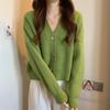 Autumn and Winter Women's Sweater V-neck Knitted Cardigan Loose Solid Color Lazy Wind Long-sleeved Soft Temperament Top