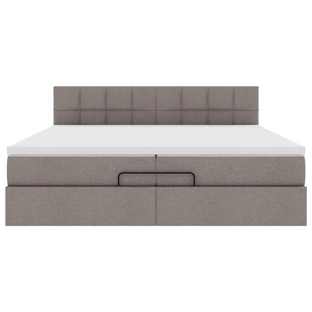 Ottoman Bed with Mattress Taupe 200x200 cm Fabric