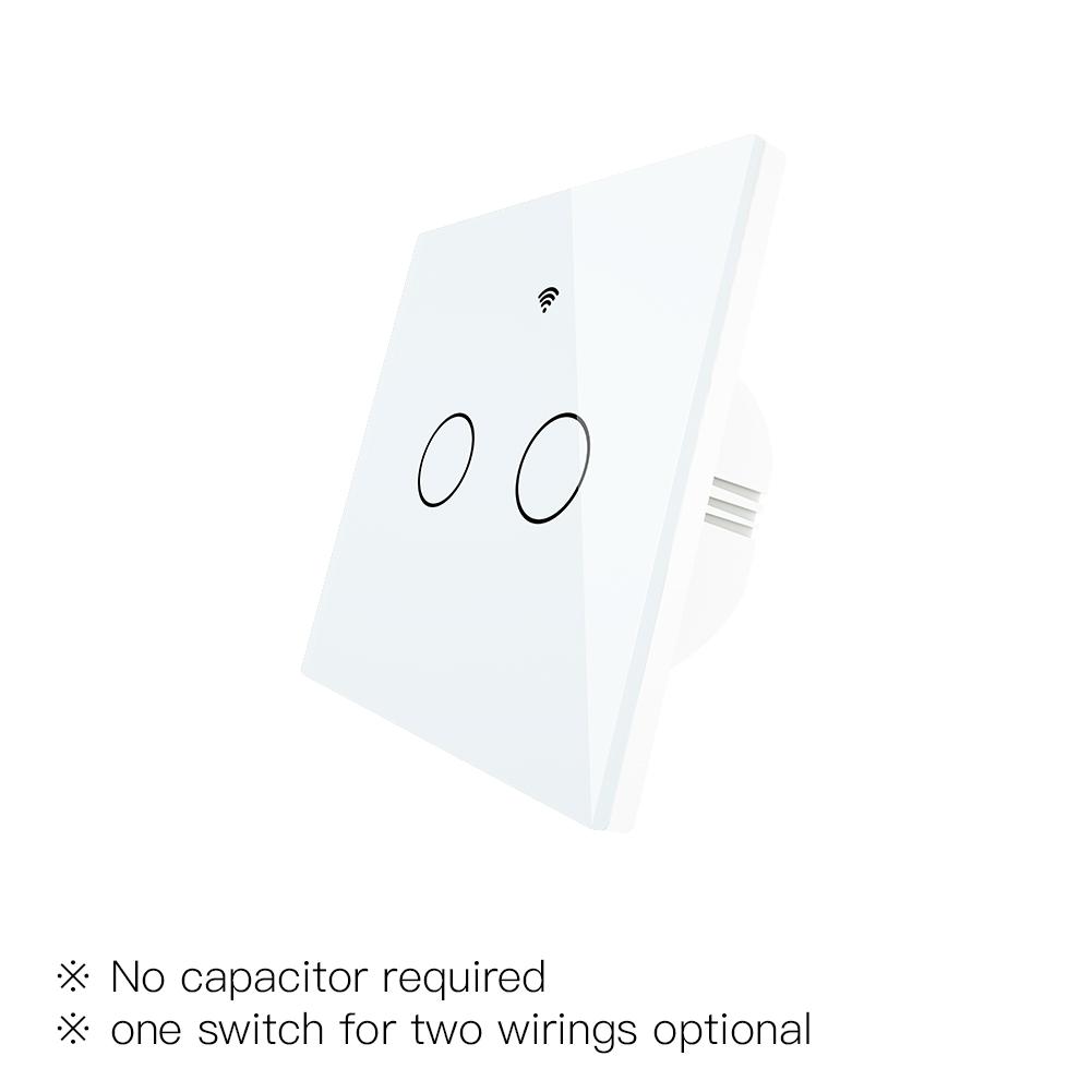 Умный настенный сенсорный выключатель света ZigBee с нейтралью/без нейтрали, без конденсатора, Smart Life Tuya, 2/3-ходовой, многоуправляемый