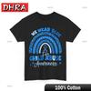 Blue Ribbon Rainbow We Wear Blue for Child Abuse Awareness TShirt Trendy Tshirts Chic Funny Retro Cotton Trippy for Outdoors