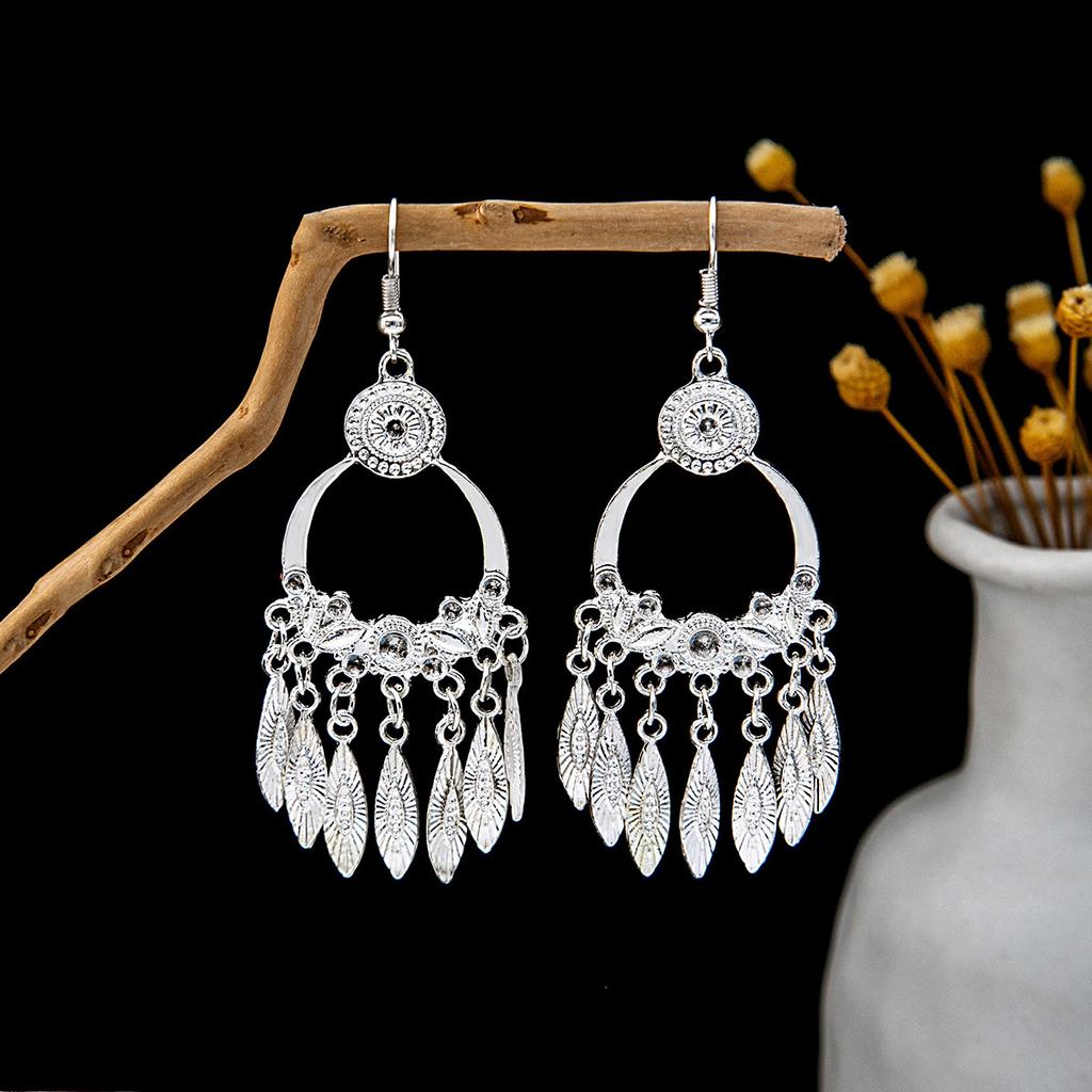 Этнический Стиль Мяо Ретро Длинная Кисточка Достопримечательность Древний Стиль Женские Серьги Мяо