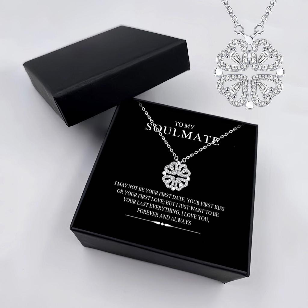 Серебряное ожерелье S925 с четырехлистником - Универсальная модная цепочка на ключицу для женщин