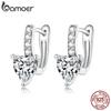925 Sterling Silver Sparkling Heart Ear Buckles for Women Fine Jewelry Shining U-Shaped Earrings Wedding Gift