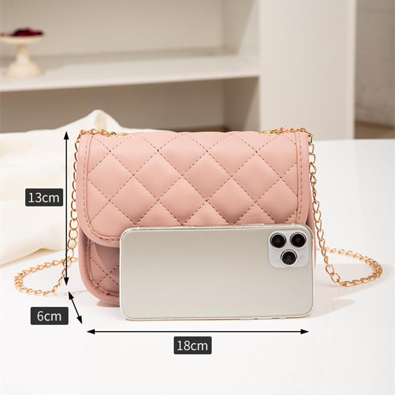 Female Bag Rhombus Fashion Shoulder Embroidered Solid Color Chain Womens Shoulder Crossbody Casual Trendy Phone Bag