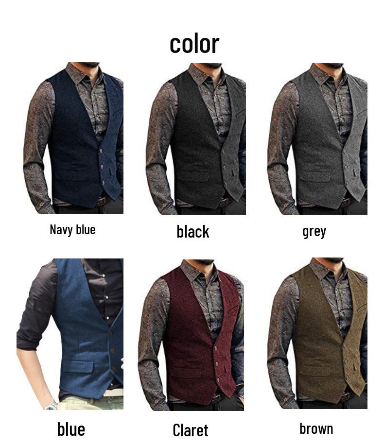 Мужской приталенный однобортный повседневный жилет - Идеально подходит для жениха и шаферов