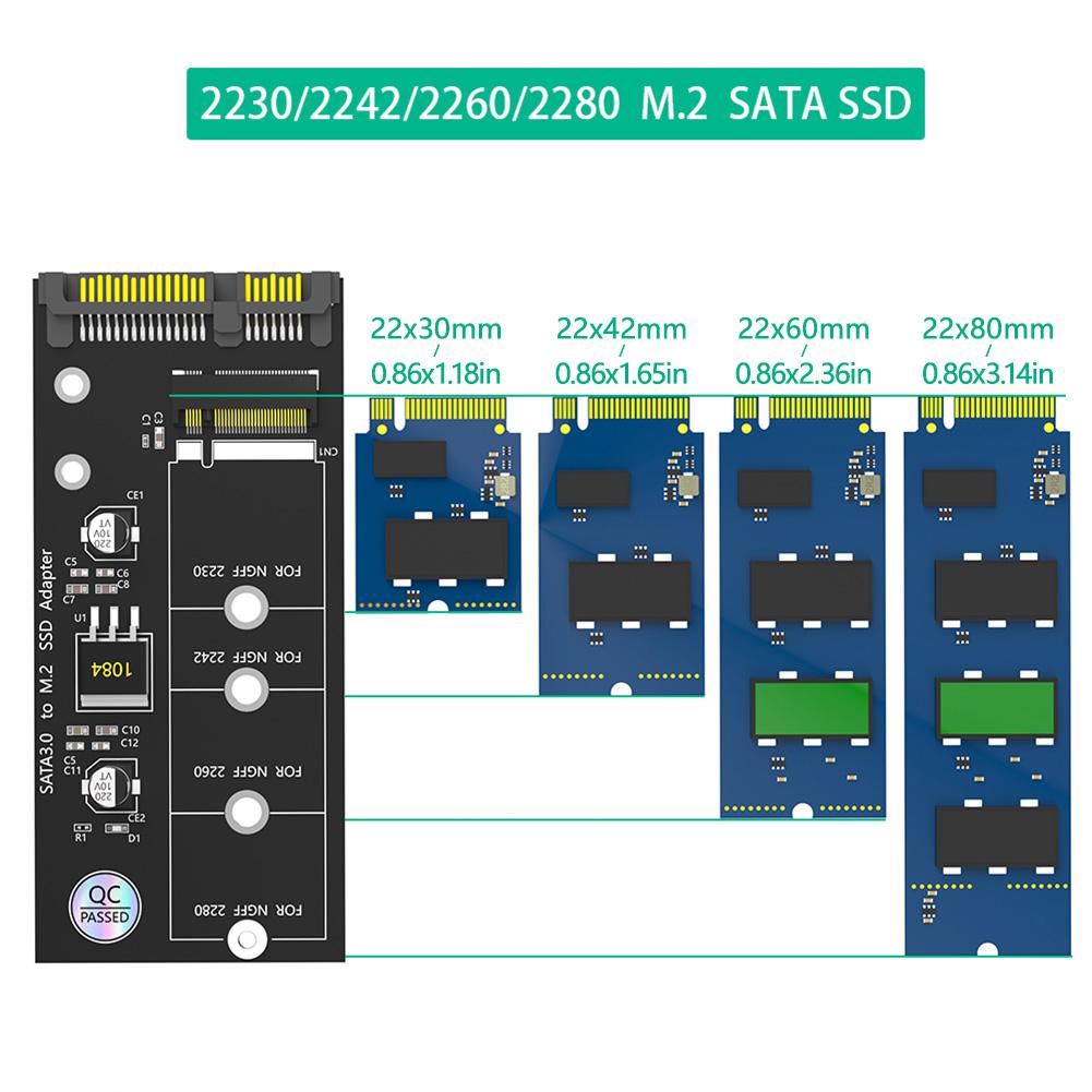 Адаптер M.2 Key B SSD на SATA 2.5 для NGFF M.2 2280 2260 2242 2230 SSD Большая ИС (Не для M.2 NVME)