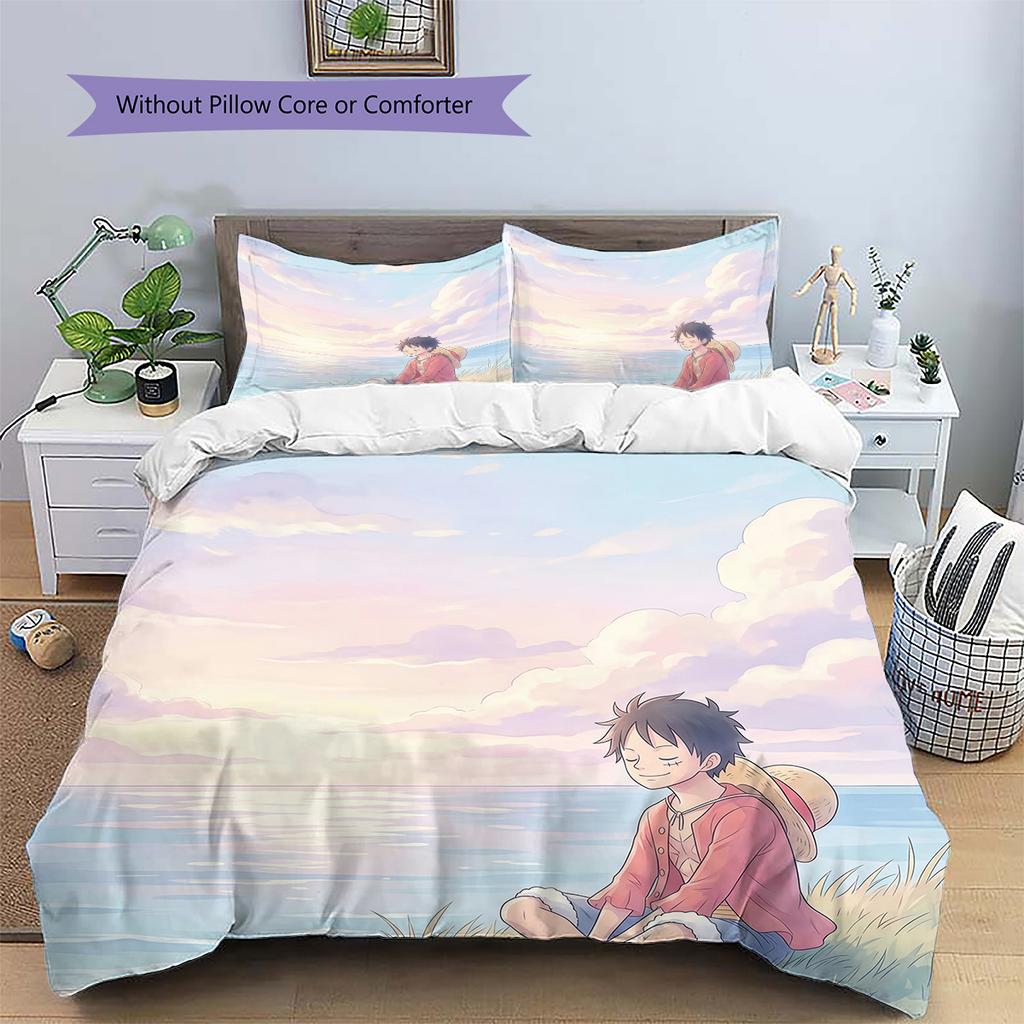 One Piece2 Pattern Bedding Quilt Set Home Decoration Gift (1 * duvet cover + 2 * pillowcase without core)