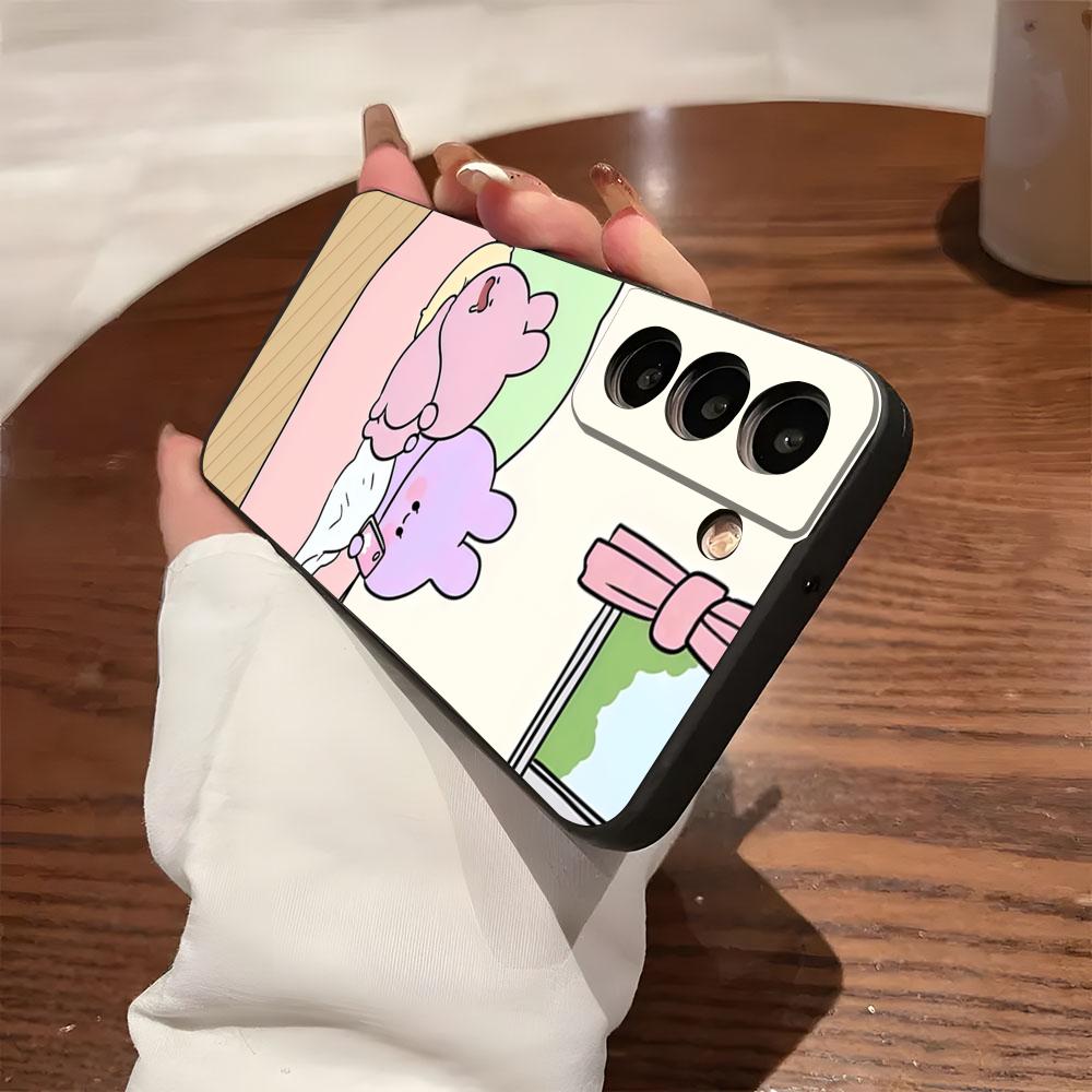 Милый Чехол для Телефона A-Asamimichan Для Samsung S26 S25 S24 FE S23 S22 S21 Plus S20 Ultra Note20Ultra Черный Мягкий Чехол