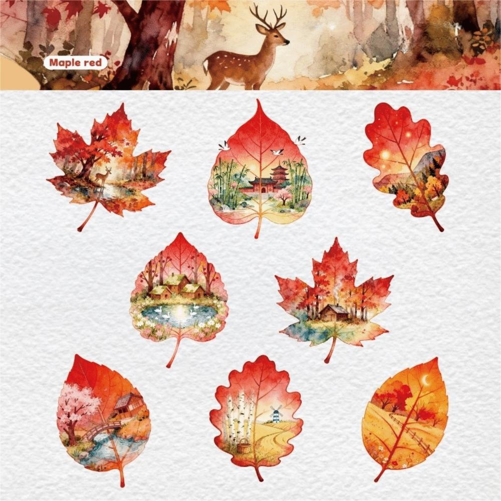 8pcs/Set New DIY Leaves Stickers Observing Leaves Adhesive Stationery Stickers Decorative Sticker Scrapbooking Diary Planner