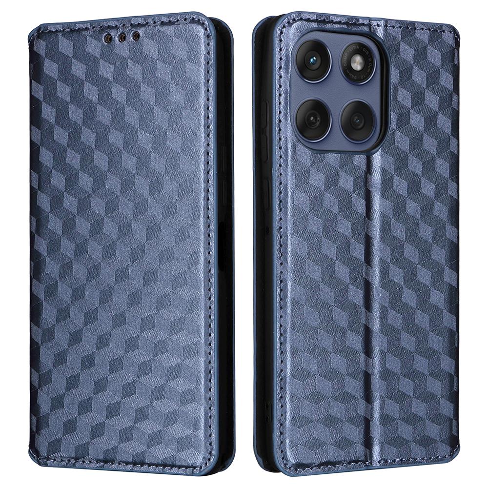 Leather Case for Motorola Edge 60 5G/60 Fusion 5G Wallet Rhombus Imprinted Phone Cover