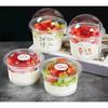 50/100Pcs 250ML Disposable Salad Cup Transparent Plastic Dessert Cups Bowls Container with Dome/Flat Lids for Ice Cream Cupcake