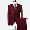 Solid Color Men's Business Casual Suit Spring and Autumn Three-piece Double-button Suit Jacket + Vest + Pants