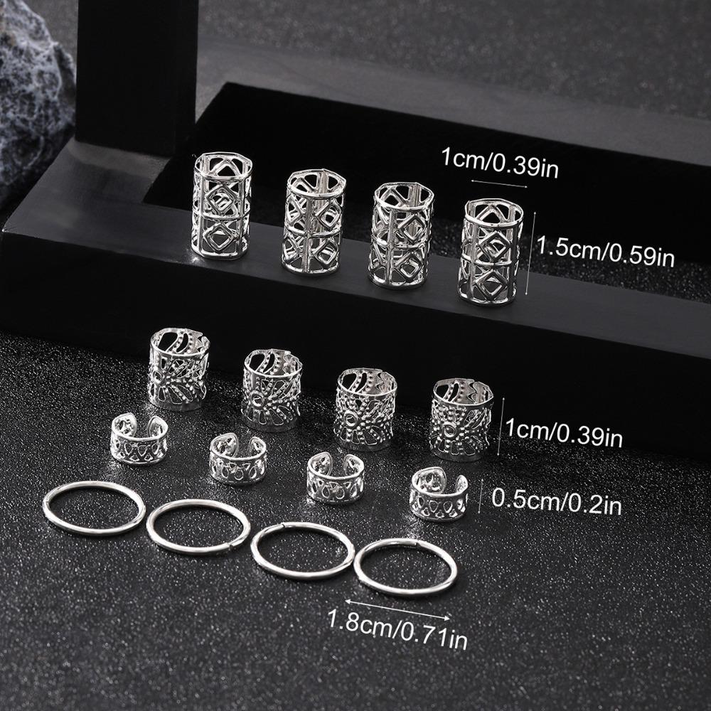 80pcs Metal Cuff Clips Dreadlocks Beads Dread Locks Hair Braid Tubes Hollow Out Hair Ring  Men