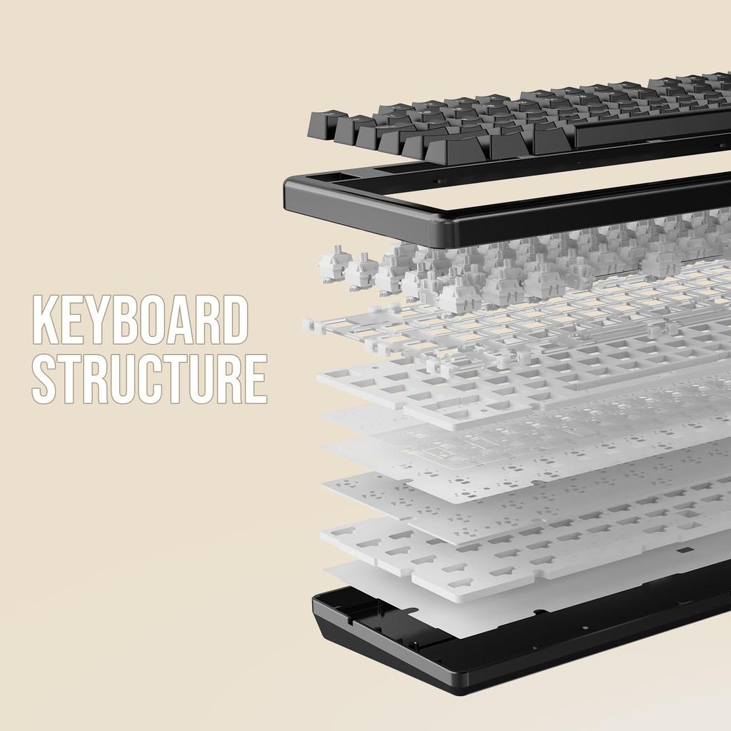 Новая беспроводная игровая клавиатура EPOMAKER Galaxy70, алюминиевая механическая клавиатура, проводная программируемая клавиатура Bluetooth, совместимая с горячей заменой, кремовая клавиатура