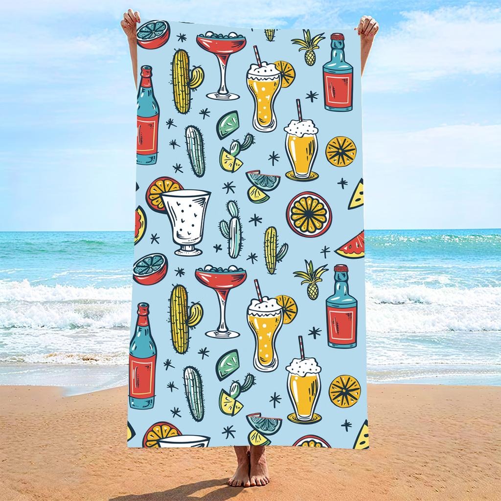New, Double-sided Velvet Beach Towel Quick-drying Sports Towel Printed Bath Towel