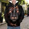 Осенняя новая 3D красочная мужская тонкая толстовка с капюшоном с принтом шрама льва, повседневная удобная 3D цифровая печать, мужская толстовка с капюшоном