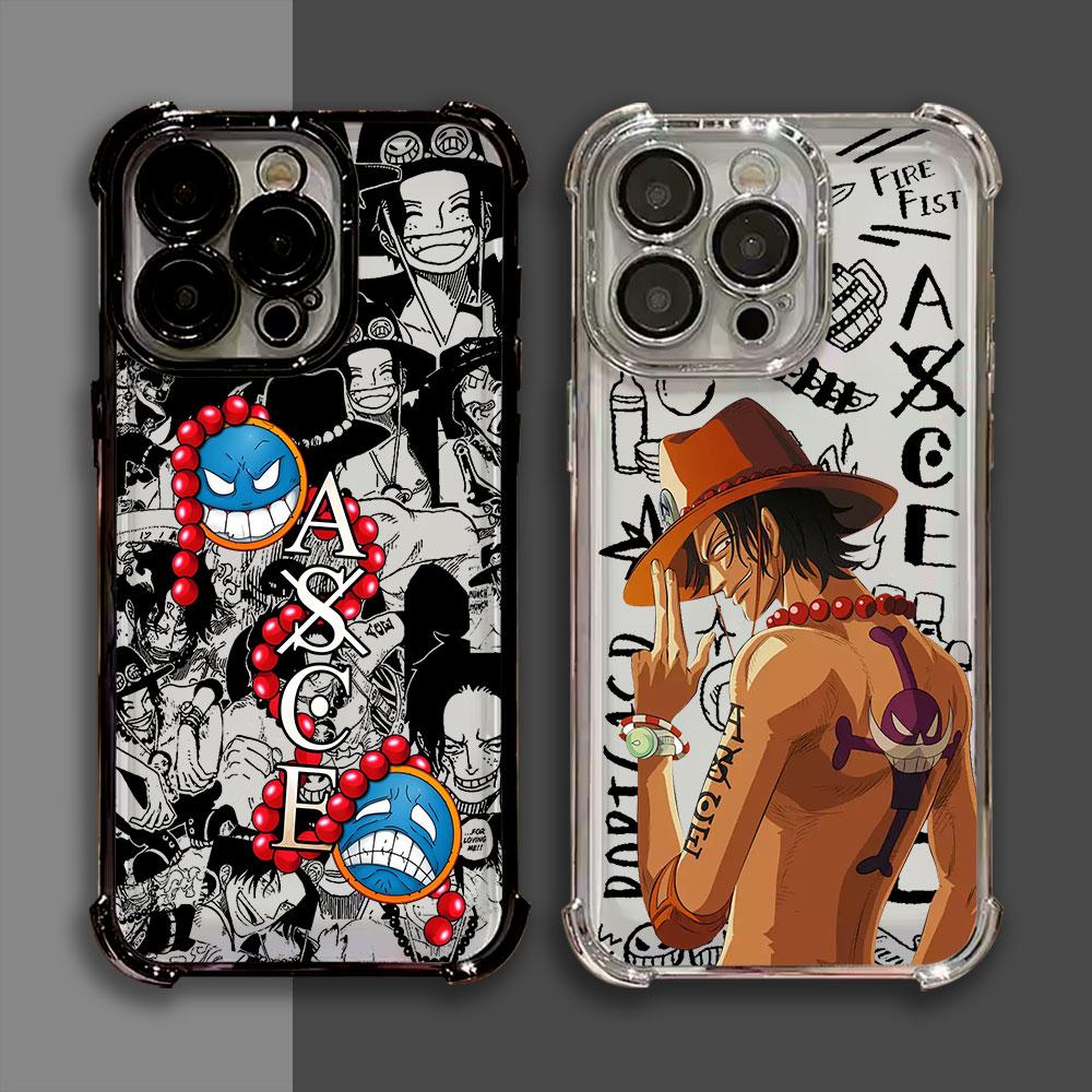 Cool Portgas D Aces Plating Phone Case For Xiaomi Redmi A7 15 A3 15C 14C K50 Note 15 14 13 12 12s Pro Plus 4G5G Anti Fall Airbag