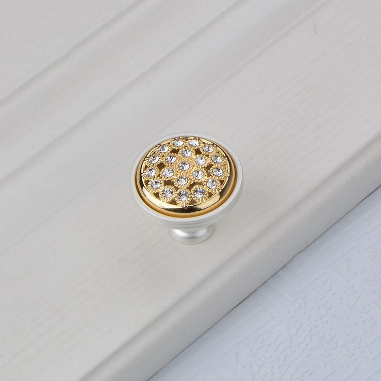 European-style Luxury Wardrobe Door Cabinet Handle Cabinet Drawer Set with Diamond Crystal Single Hole Handle