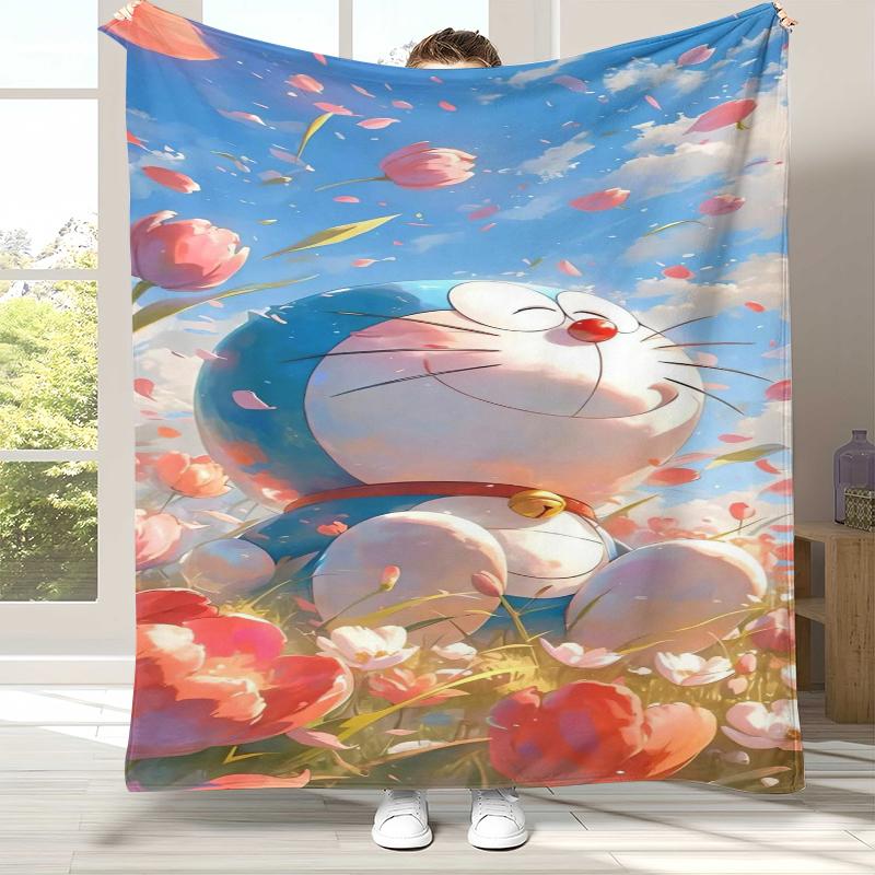 Dream Doraemon Cartoon Flannel Blanket,Ultra Soft Warm Plush Throw for Home Bedroom Bed Sofa Cover Office picnic gift kids