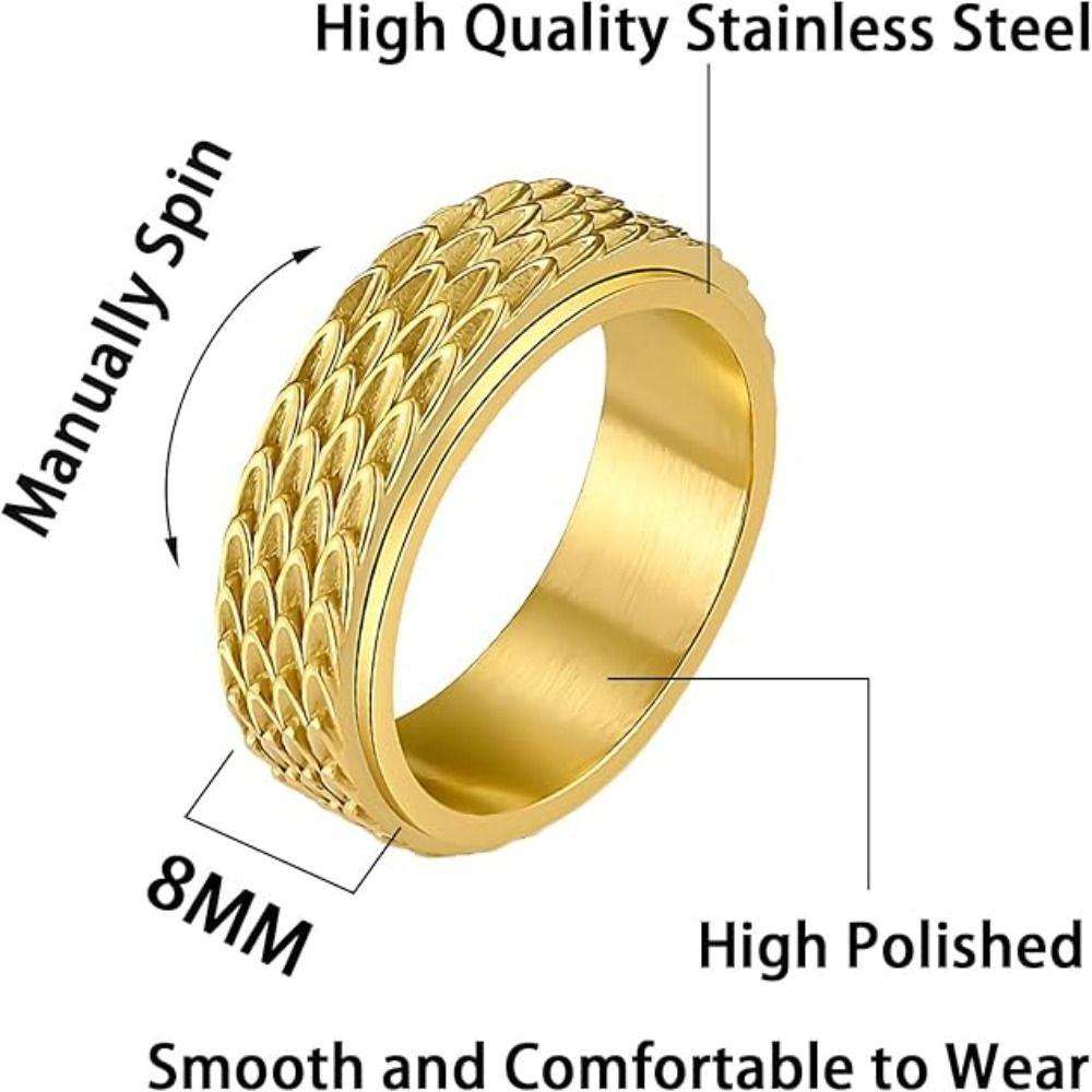 Кольцо серебристого цвета, вращающееся, панк, кольцо-спиннер, чешуя дракона, кольцо от тревоги, для снятия тревоги