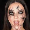 Black Spider Face Gems Tattoos 3D Jewelry Face Sticker  Halloween Festival