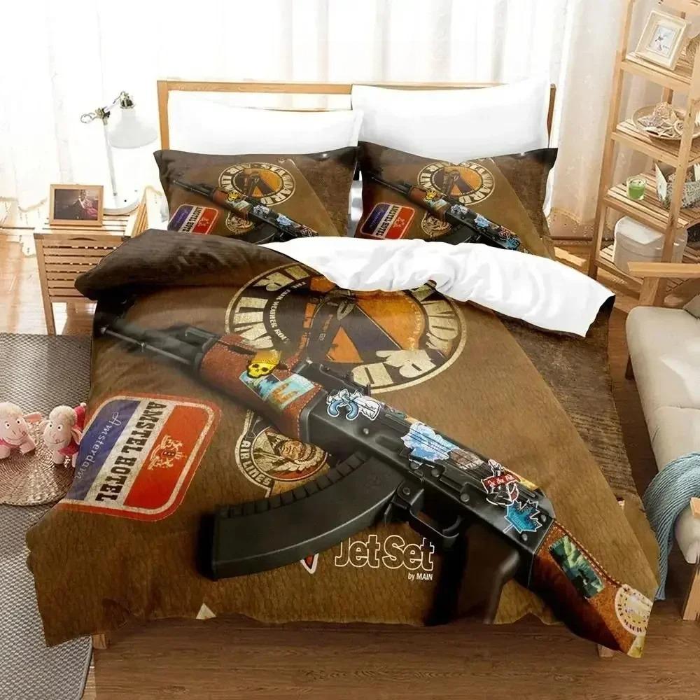 3D Print Fashion Shooting Game Csgo Bedding Set Boys Girls Twin Queen King Size Duvet Cover Pillowcase Bed Boys Adult Bedroom