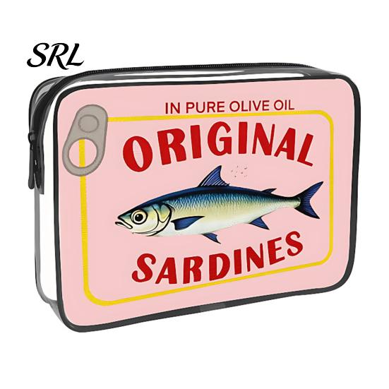 Multi Purpose Stationery Storage Pouch Sardine Can Cosmetic Bag, Clear Waterproof Makeup Pouch, Zipper Lightweight Bag for Gym Closure Travel Toiletry